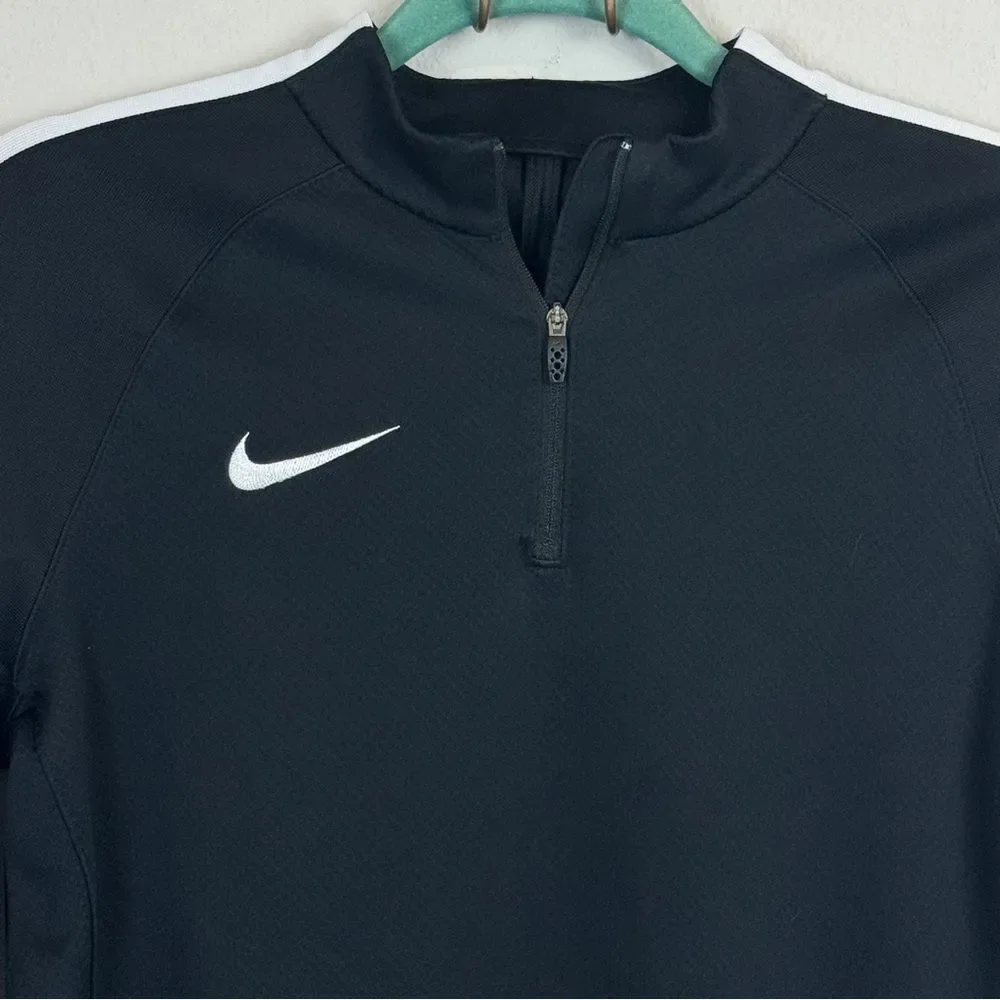 Nike Dri-fit Black Quarter Zip Pullover White Stripe M